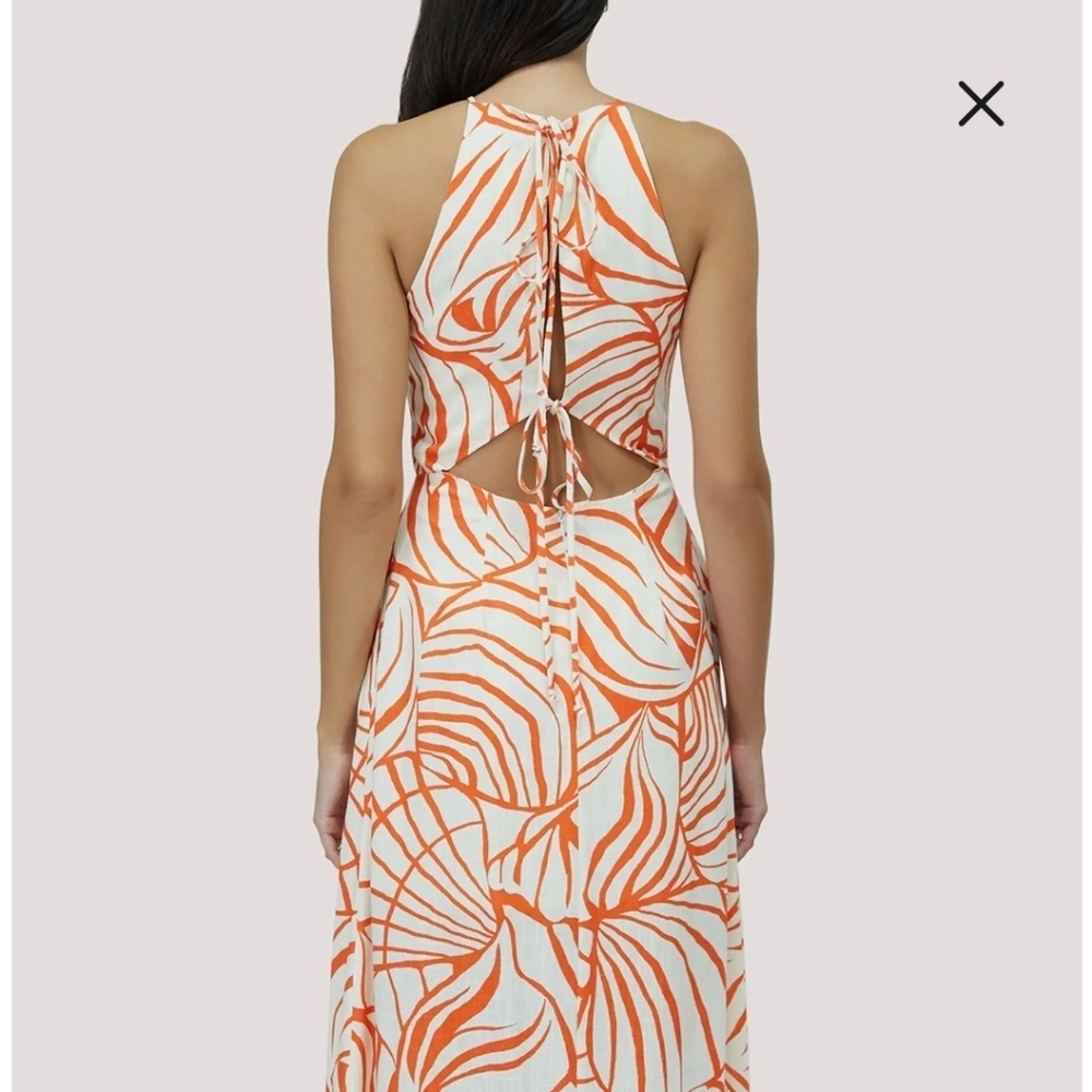 Nordstrom Lost & Wander Salt to the Sea Midi Halter Dress Red & Cream M NWT - Picture 2 of 13